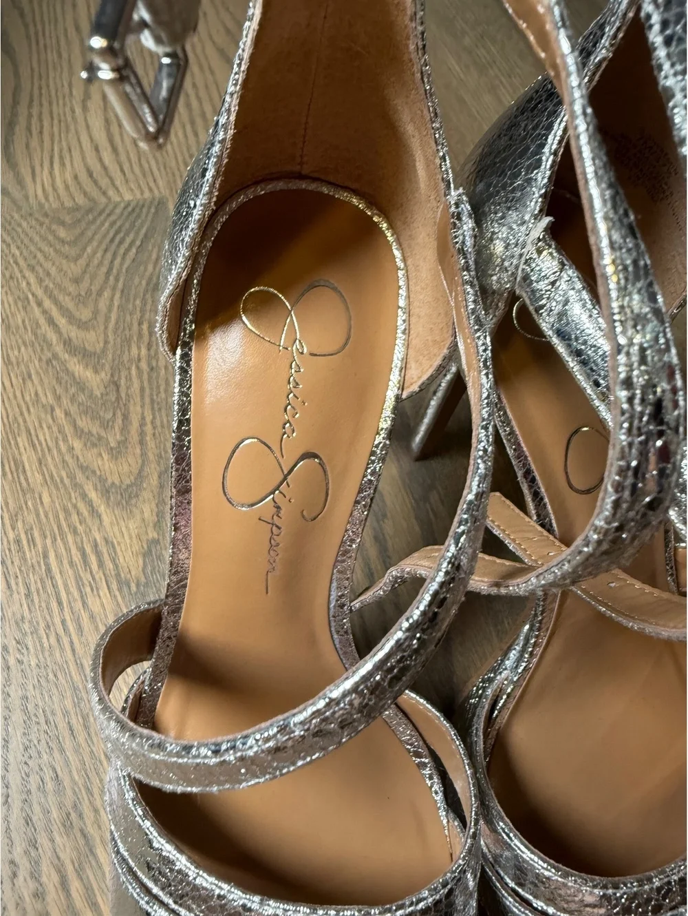 Jessica Simpson Silver Metallic High Heel Platform Sandals